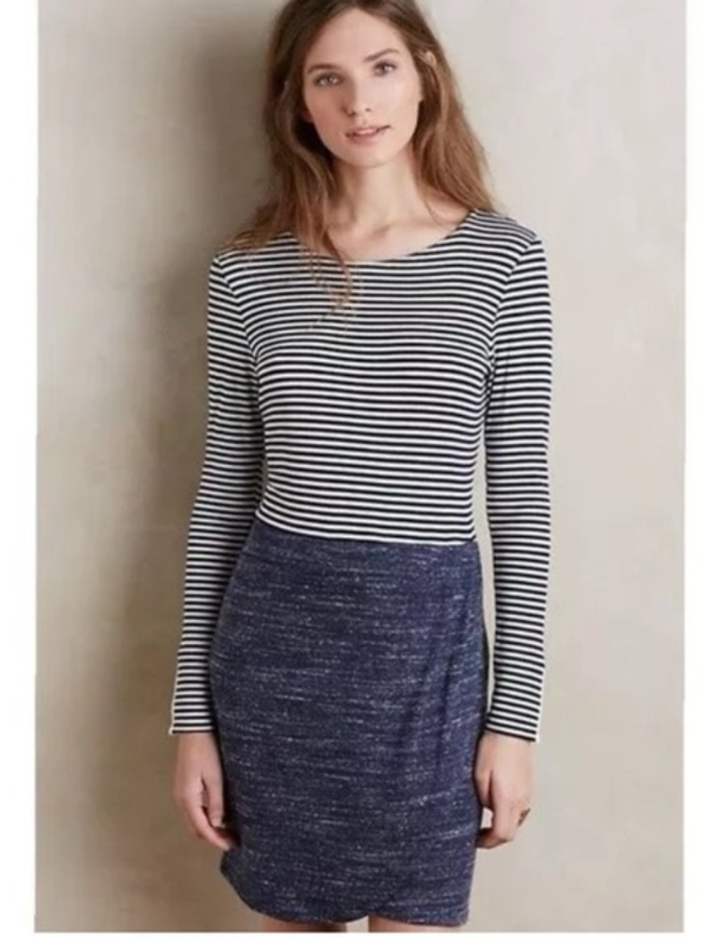 Anthro Dolan Left coast striped dress ribbed top with tulip skirt